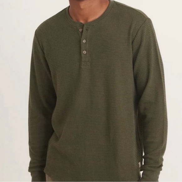 Marine Layer Other - Marine Layer Men’s Waffle Knit Henley Long Sleeve Olive Green Shirt Size Medium
